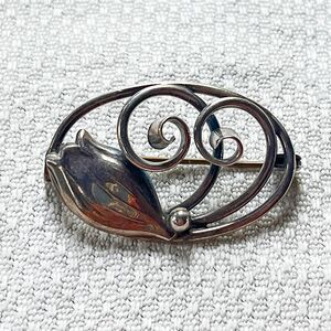1950s Sterling Silver Tulip Brooch by John Lauritzen - Denmark - Estate Jewelry